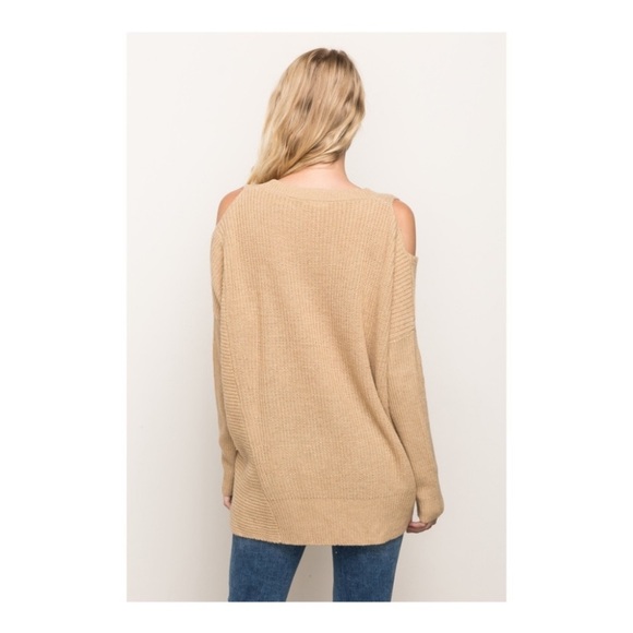 MYSTREE⭐️ COLD SHOULDER ZIPPER PULLOVER SWEATER⭐️ - Picture 3 of 5